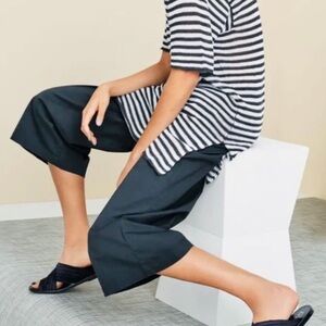 Eileen Fisher Organic Cotton Stretch Cropped 
Wide Leg Pants Pockets Graphite L